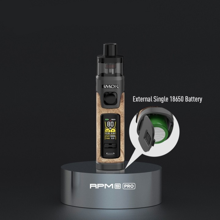 SMOK RPM 5 Pro Pod Mod Ahşap Desenli, Harici 18650 Pilli