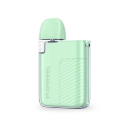 Uwell Popreel PK1 Pod Mod Mint Yeşil, şeffaf gövdeli kompakt elektronik sigara.