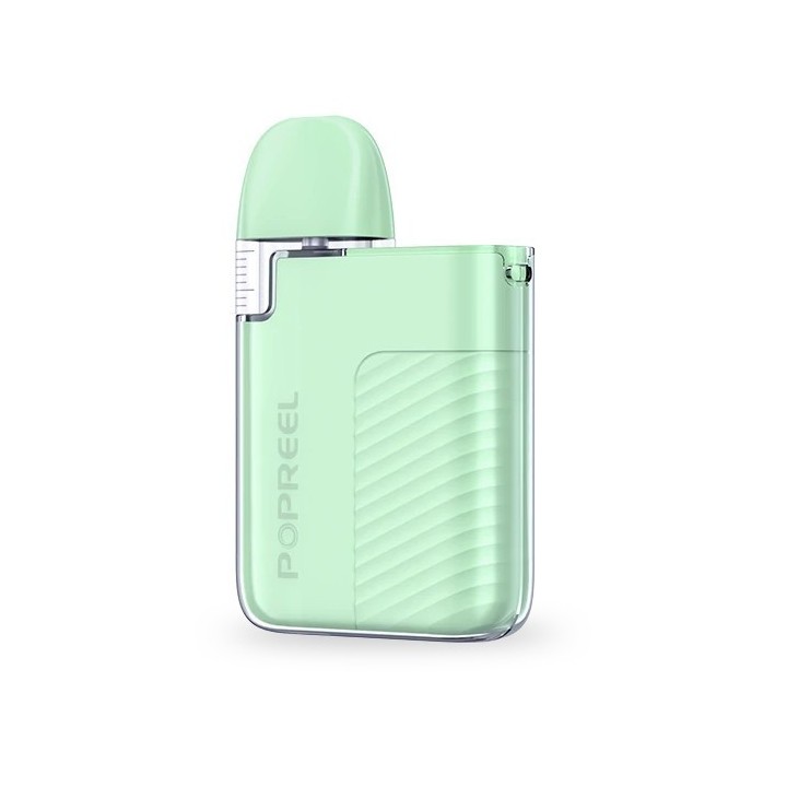 Uwell Popreel PK1 Pod Mod Mint Yeşil, şeffaf gövdeli kompakt elektronik sigara.