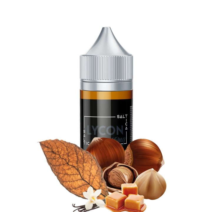 Saltica Lycon Salt Likit: Tütün, Fındık, Karamel ve Vanilya Aromalı.