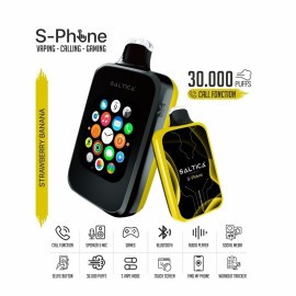 Saltica SPhone 30000 Strawberry Banana Kullan At Vape, Siyah/Sarı