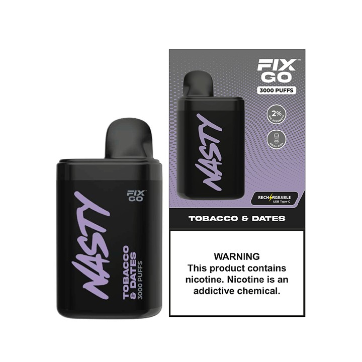 Nasty Juice Fix Go 3000 Tobacco & Dates Siyah Tek Kullanımlık Elektronik Sigara
