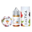 Saltica Peach Ice Salt Likit 50 mg şişe ve kutu ambalajlı fotoğraf.