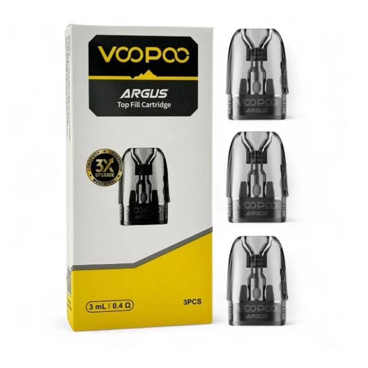 Voopoo Argus Top Fill Kartuş 3'lü Paket 0.4 Ohm Şeffaf Yedek Kartuş