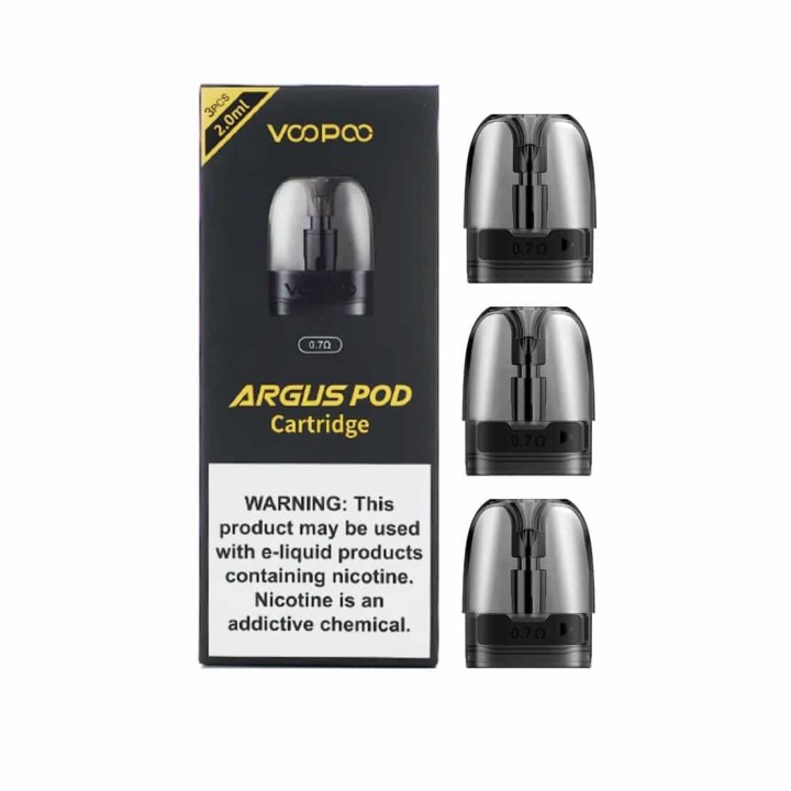 Voopoo Argus Pod Kartuş 0.7Ω 3'lü Paket, 2.0ml, Şeffaf Siyah