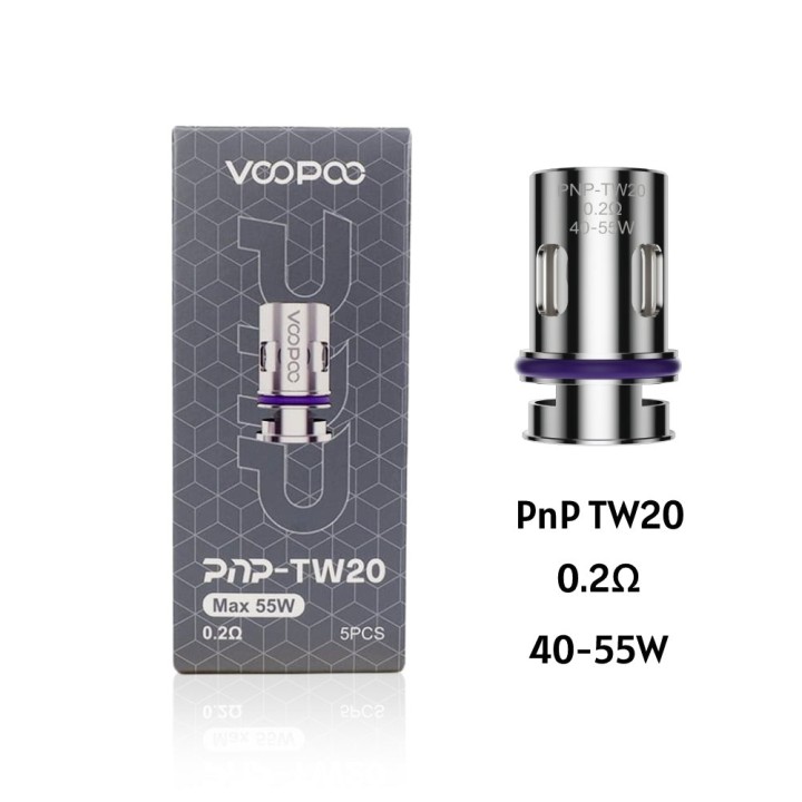 Voopoo PnP TW20 0.2ohm coil, Max 55W, Gümüş/Mor
