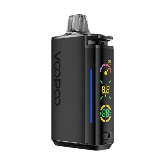 Siyah Voopoo VRizz Pod Mod, LED ekranlı, kompakt elektronik sigara