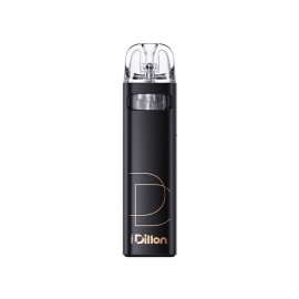 Uwell Dillon EM Pod Mod Siyah, şeffaf ağızlı kompakt elektronik sigara.