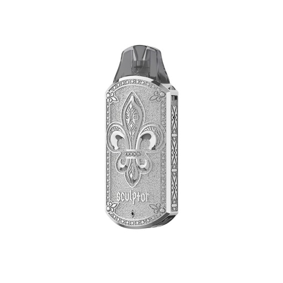 Uwell Sculptor Pod Mod Gümüş Rengi, Kabartmalı Fleur de Lis Tasarım