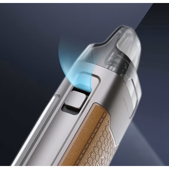 Aspire Veynom Air Pod Mod gümüş gri gövde ve kahverengi deri detay.