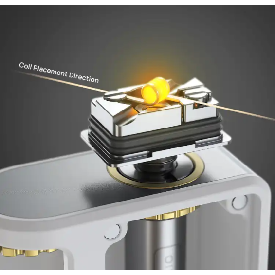 Aspire RAGA AIO Pod Mod rebuildable deck ve ısıtılan tel gösterimi.