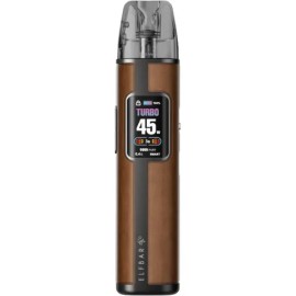 Elf Bar ELFX Pro Classic Edition Pod Mod kahverengi deri görünümlü ekranlı.