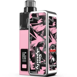 Gerobak Orca San Dynasty Vape Pod Mod pembe desenli, dijital ekranlı.