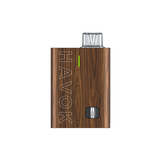 Uwell Havok R Pod Mod, ahşap görünümlü, kompakt elektronik sigara.