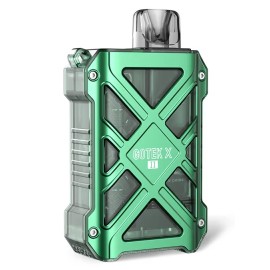 Aspire Gotek X II Pod Mod Yeşil, şeffaf gövde ve metalik çerçeve.