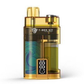 Vovan T-Rox Pod Mod Kit şeffaf altın renkli, dijital ekranlı elektronik sigara.