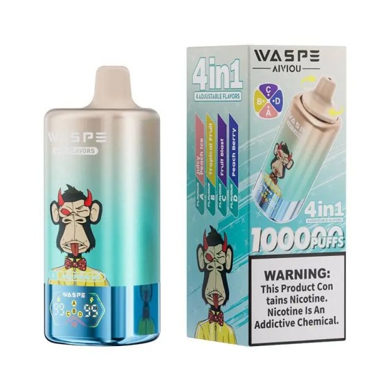 Waspe 4in1 10000 Puffs Kullan At Vape Cihazı Mavi Yeşil