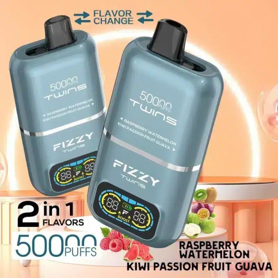 Fizzy Twins 50000 Kullan At Mavi - 2'si 1 Arada Meyve Aromalı Cihaz