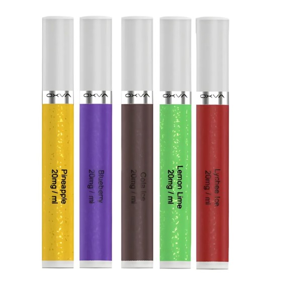 OXVA SlimStick Kartuş çeşitleri: Ananas, Yaban mersini, Kola, Limon ve Liçi.