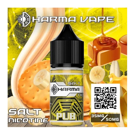 Dharma Pub Salt Likit. Muzlu, karamelli kraker aromalı salt nikotin.