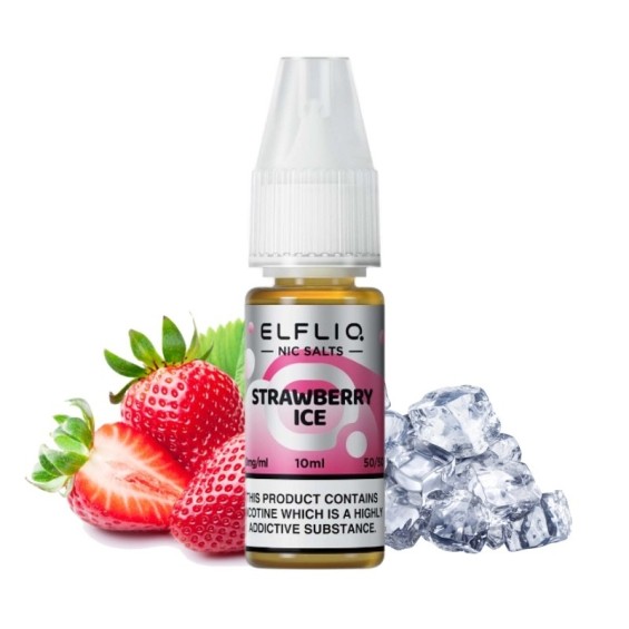 Elflio Strawberry Ice Salt Likit 10ml, Taze Çilek ve Buz Aromalı E-Likit