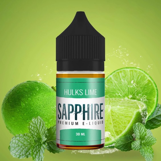 Sapphire Hulks Lime Salt Likit 30ml, taze nane ve limonlu e-likit.