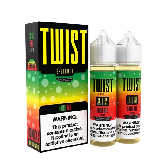 Twist Sour Red E Likit 3mg/60ml Çift Şişe ve Kutu Paketi