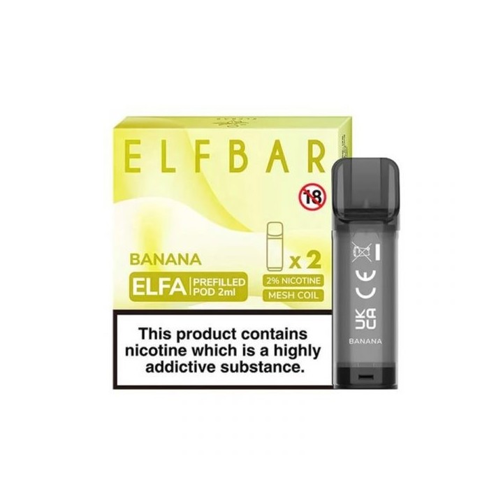 Elf Bar Elfa Kartuş Banana, 2'li Paket, 2ml Prefilled Pod