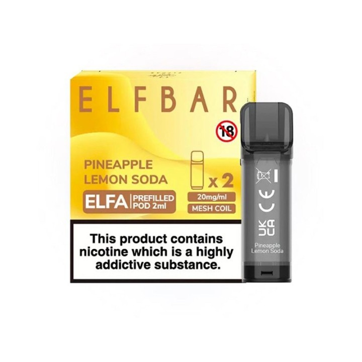 Elf Bar Elfa Kartuş Ananas Limon Soda, 2'li Paket, Önceden Doldurulmuş