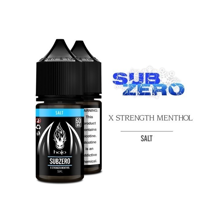 Halo SubZero Salt Likit 50MG X Strength Menthol, Siyah şişe.